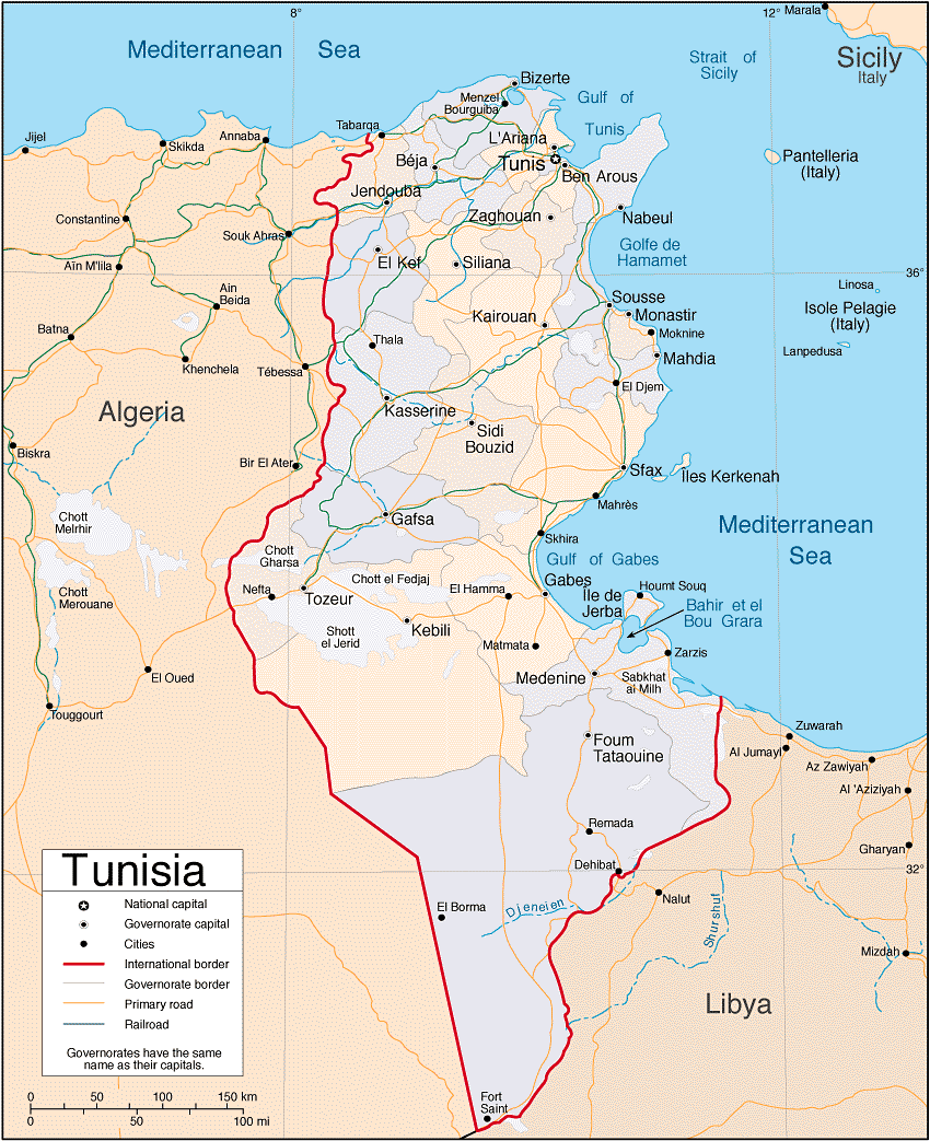 Тунис какое море. Тунис на карте Африки. Тунис на карте где находится. Тунис границы на карте. Тунис на политической карте.